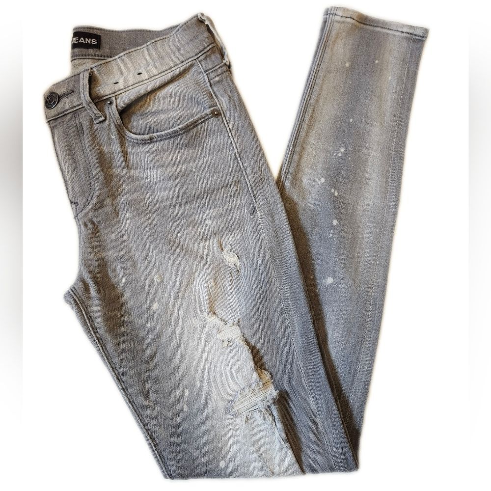 Express gray distressed high-rise legging jeans - stretch skinny - 2R